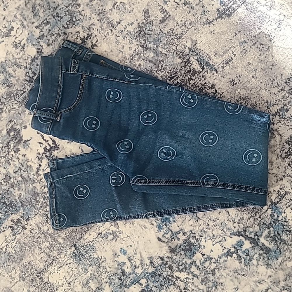 Girls smiley face pull up jeggings